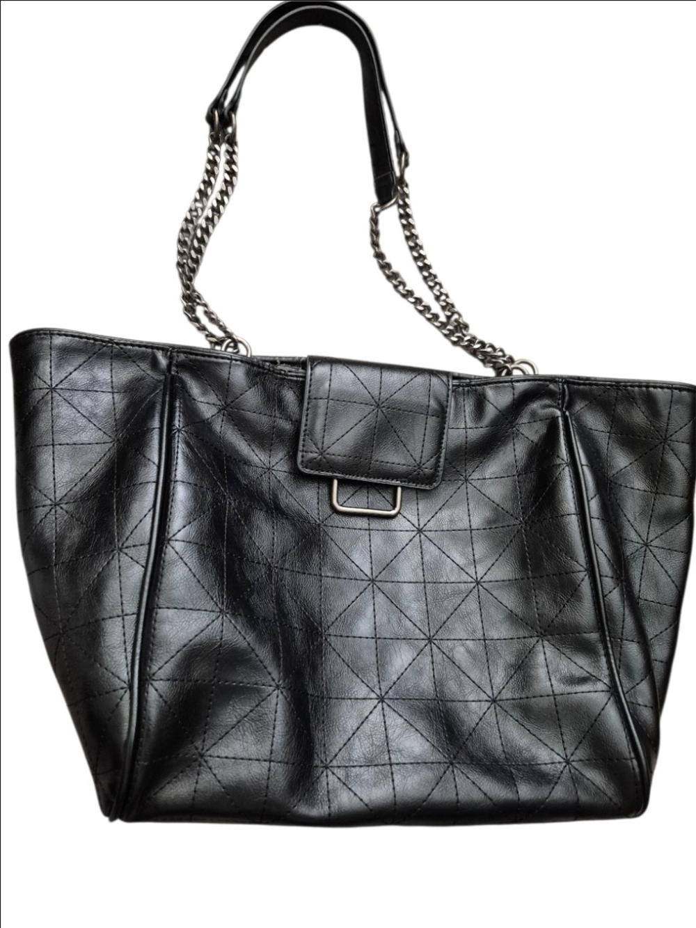 💕Zara Black Quilted Large Tote with Chain-Strap Handles💕